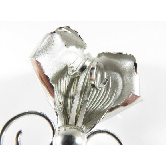 Bond Boyd Brushed & Polished Sterling Silver Orchid Brooch 2 1/8" x 1 1/2" - Picture 6 of 10